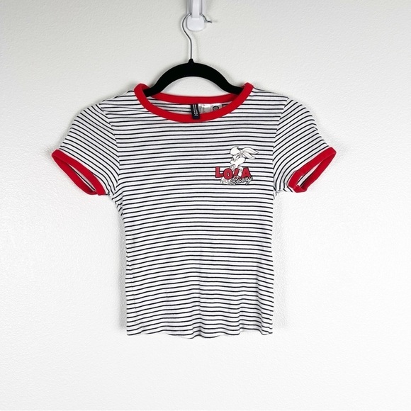 Divided By‎ H&M Lola Bunny Striped Short Sleeve Tee Sz XS - Picture 1 of 6